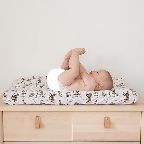 Miniatura 4 de Funda para cambiador de bebé, paquete de 2 unidades para niños, niñas (Magic Forest), sábanas bajeras de primera calidad, funda para cambiador