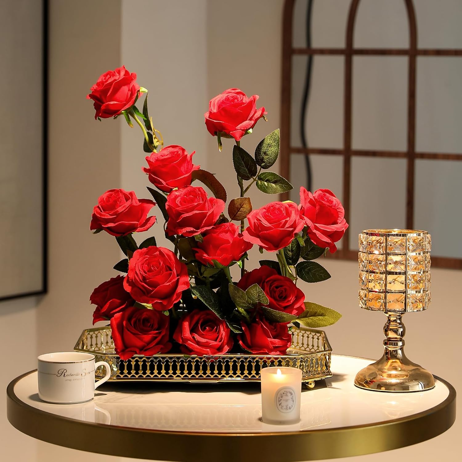 Luyue 40PCS Red Roses Artificial Flowers - Long Stem Fake Roses Bouquet Silk Red Flowers Artificial Rose for Wedding Centerpiece Home Decor & Valentines Floral Arrangement - Image 9