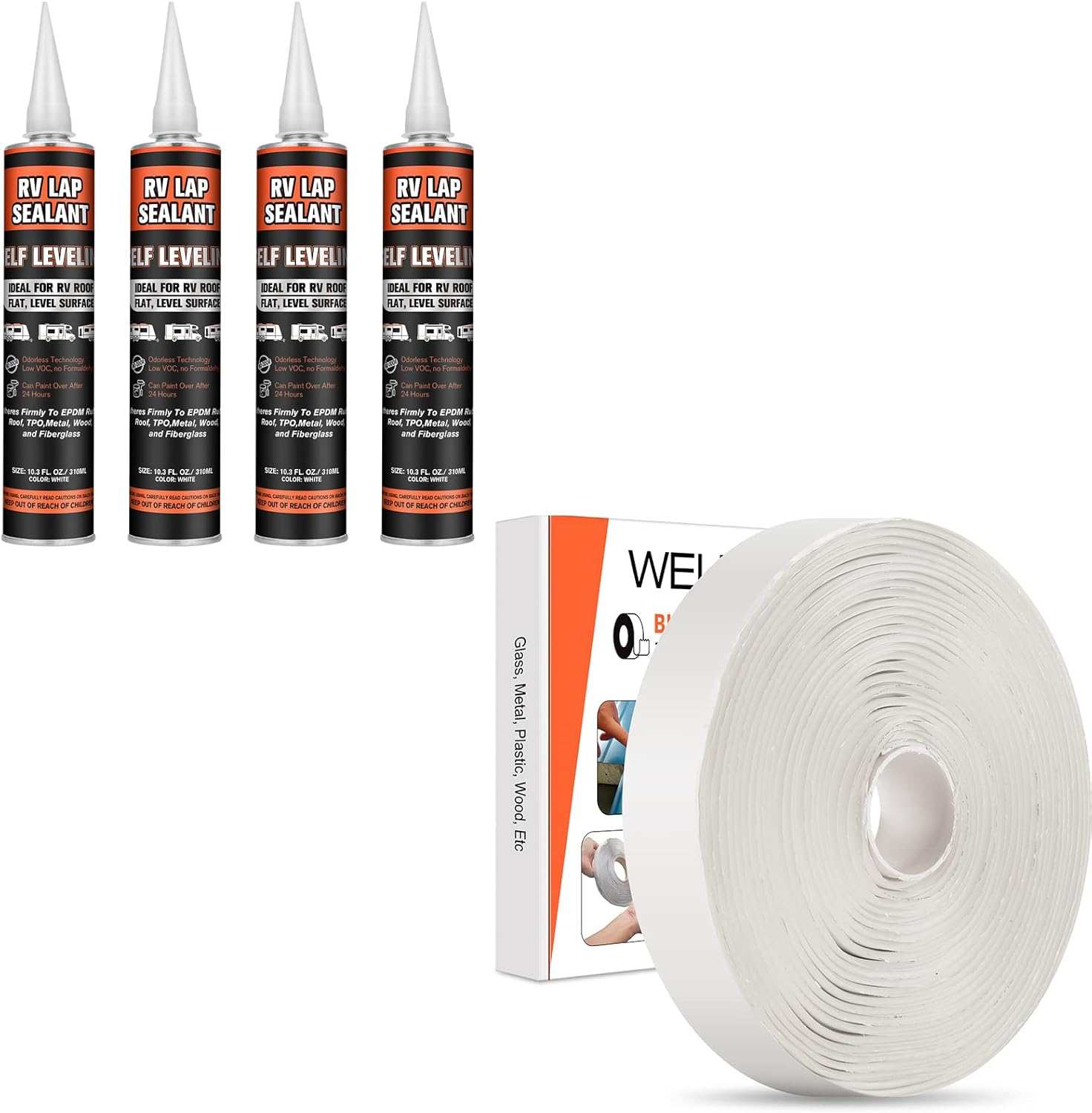 WELLUCK RV Rubber Roof Sealant Self Leveling Caulk, White