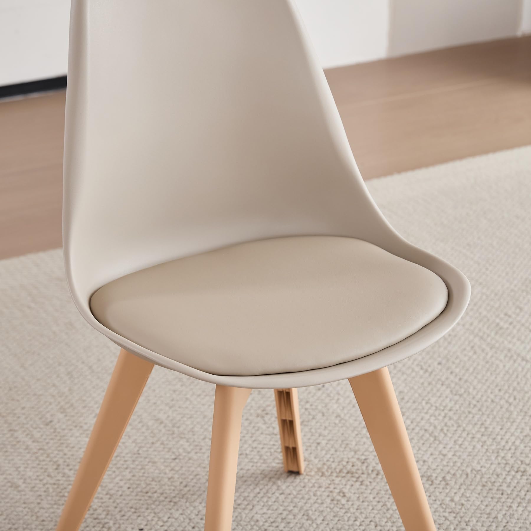 Set di 6 sedie da cucina in stile nordico, Gambe in plastica color kaki, sedili imbottiti in similpelle, Adatte per Sala da Pranzo, Soggiorno, Cucina, Camera da Letto-Cachi
