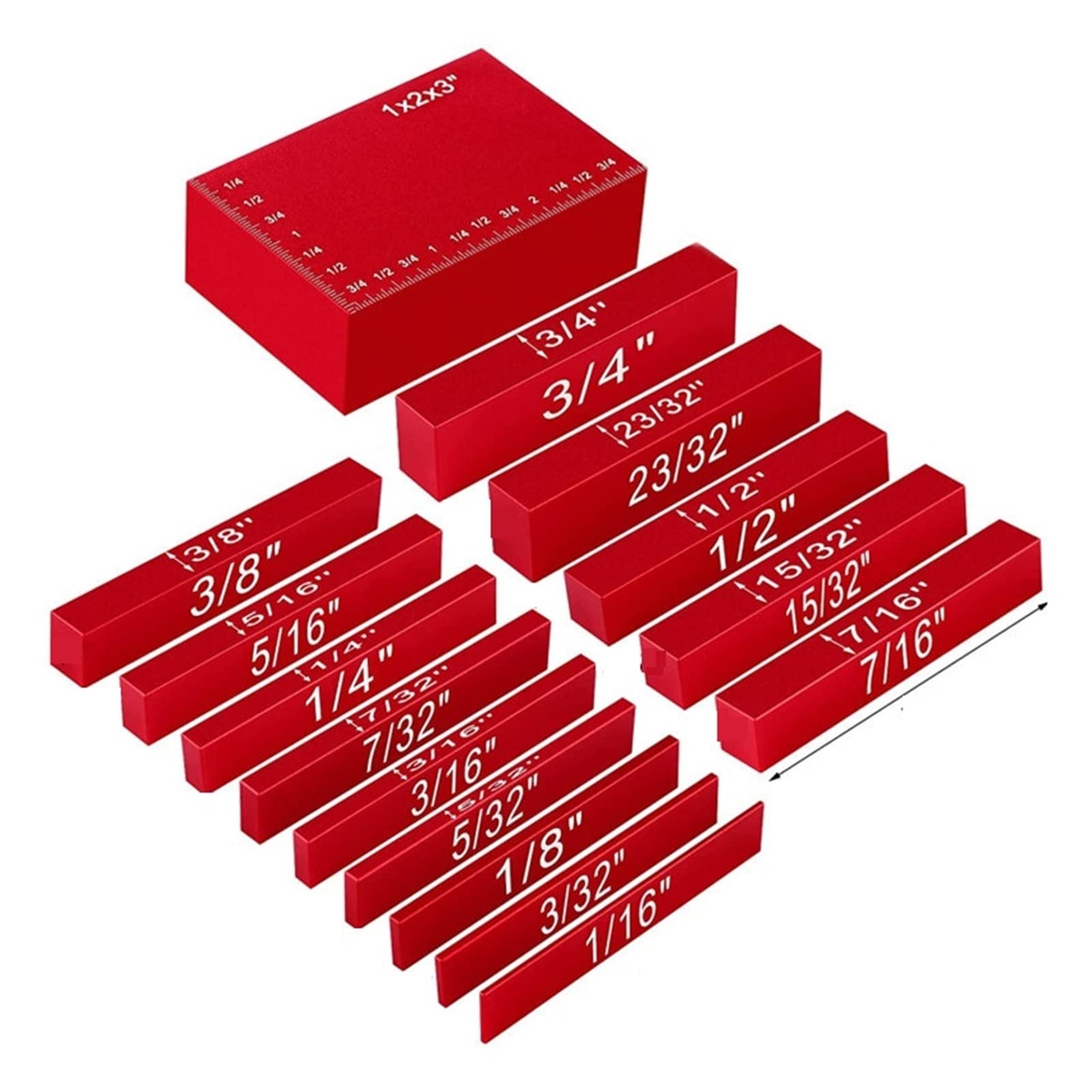 Bloki pomiarowe wysokości, 7 szt. Aluminiowych prętów konfiguracyjnych(Red)