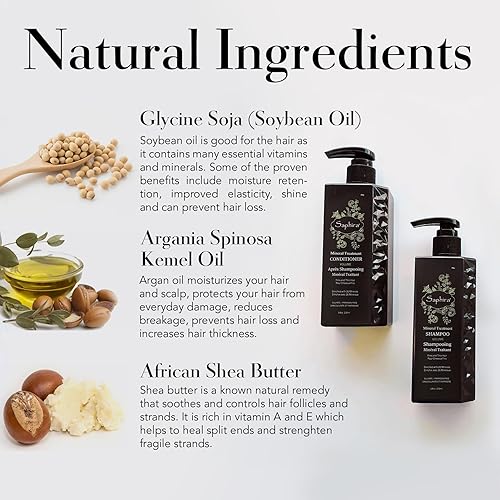 Miniatura 3 de Saphira Champú y acondicionador de tratamiento mineral para cabello fino, fino y tratado con color, sin sulfatos, sin parabenos, fortalece, da