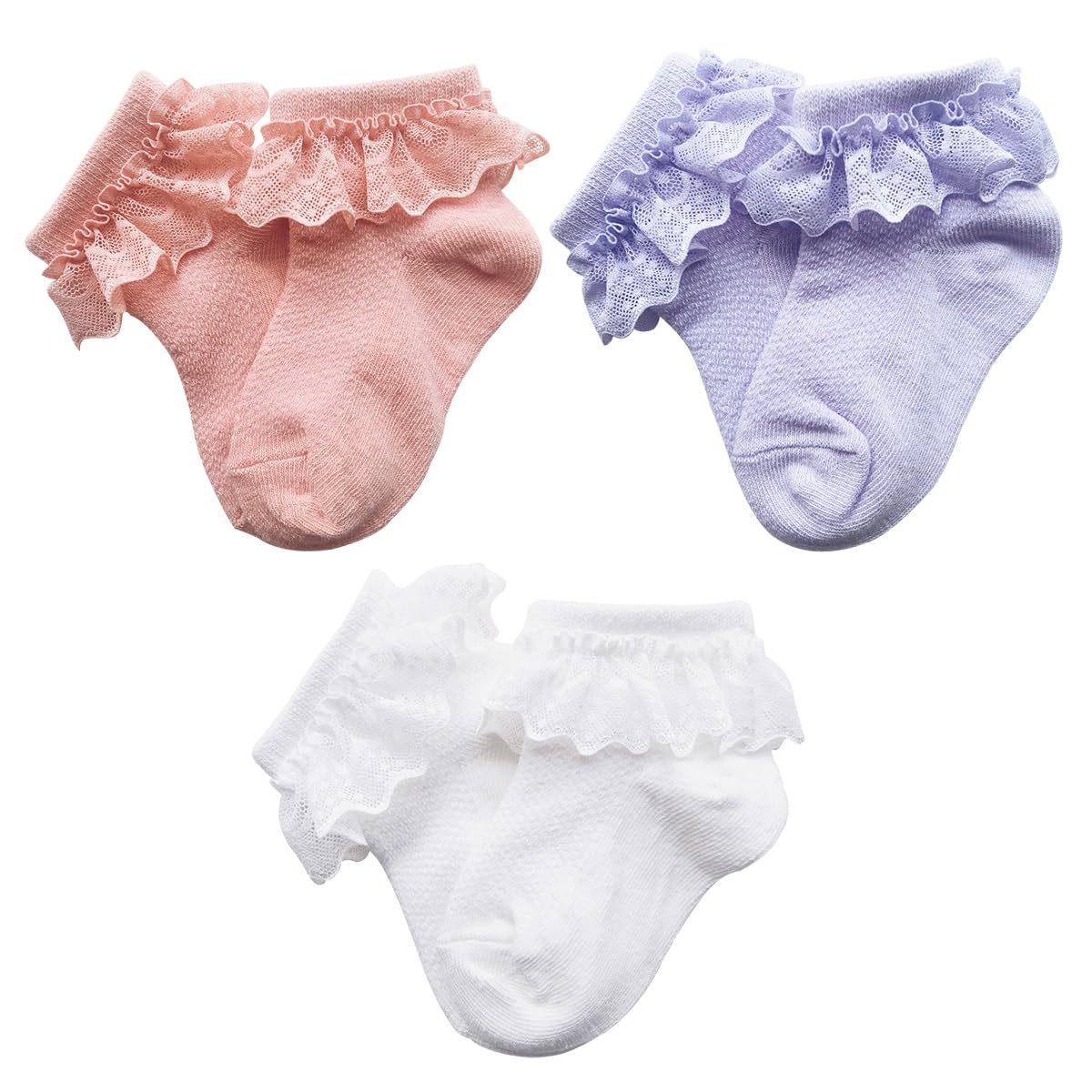 Calcetines con volantes para niñas pequeñas, calcetines de princesa para bebés y niñas, calcetines de encaje con volantes en el tobillo para 0-5 años