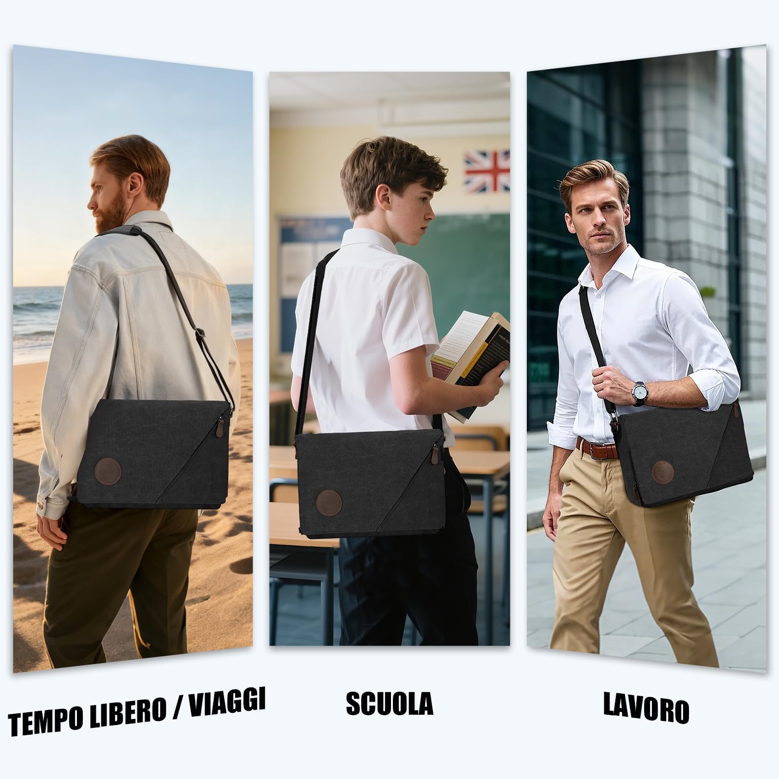 Eshow Borsa a Tracolla da Uomo di Tela Messenger Stile Retro'per l'uso Quotidiano della Scuola Outdoor Trekking