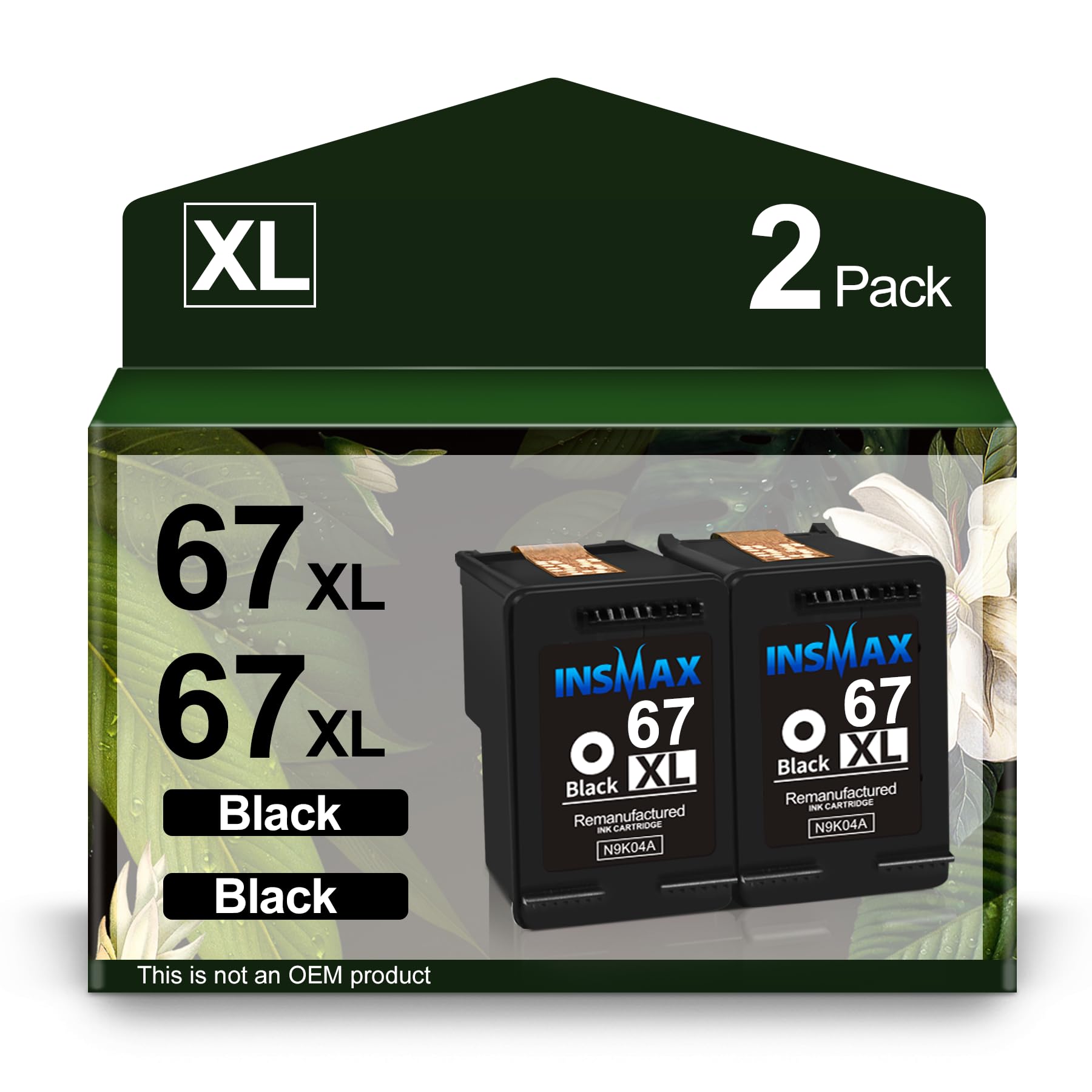 INSMAX 67XL Ink Cartridges Black Replacement for HP 67 67 XL 67XXL Ink for Envy 6000 6055 6055e 6400e 6455e 6458e Deskjet 2742e 2752e 2755e Envy Pro