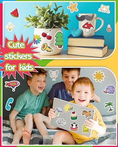 Miniatura 8 de Paquete de 1200 calcomanías de animales para niños y adolescentes, lindas calcomanías estéticas impermeables de vinilo para pegar en botellas de