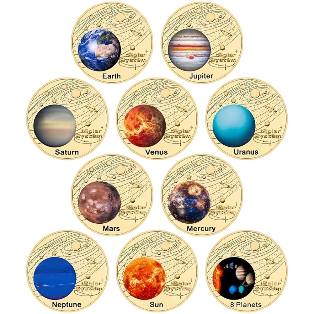 Moneda De Desafío del Solar, 10 Monedas Conmemorativas del Solar, Medalla De Recuerdo para Entusiastas De Los Planetas.