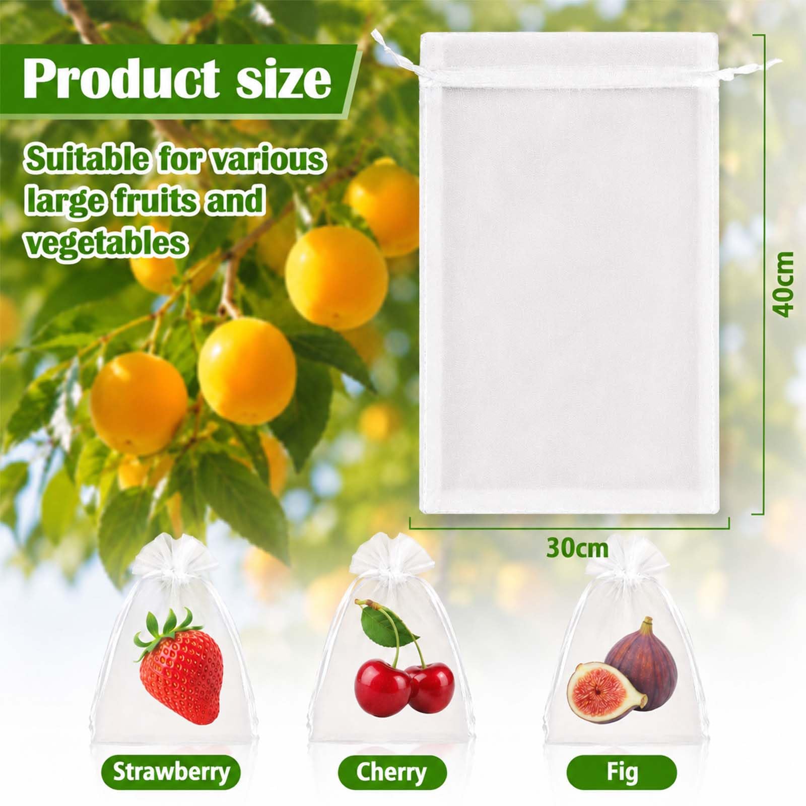 100 Piezas Bolsas para Uvas en Parra, 30 x 40 cm Bolsas Protectoras para Uvas, Bolsa de Protección de Frutas con Cordón, Bolsas Proteccion Uvas para Proteger contra Pájaros Drosophila Avispas