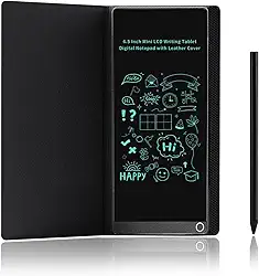 Bloco de notas digital portátil de 6,5 polegadas, mini LCD para escrita, caderno eletrônico com capa protetora, prancheta de desenho reutilizável