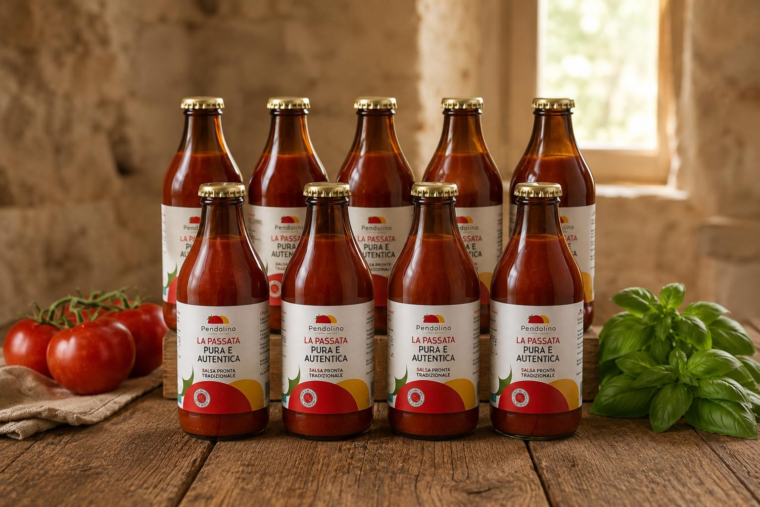Passata Pura e Autentica di Pomodoro 320 g -100% Pomodoro Siciliano Siccagno– Senza Sale e Conservanti – Agricola Pendolino (9, 2880, grammo)
