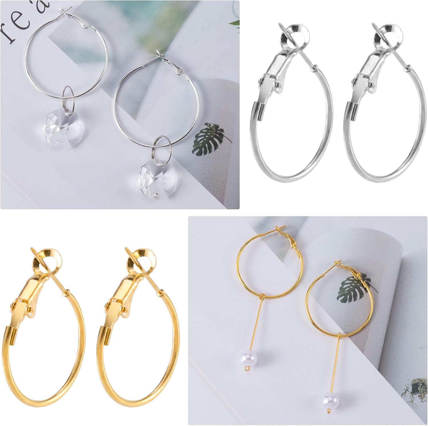 Joez Wonderful 32pcs Hoop Earrings Finding, 20mm, Silver & Gold