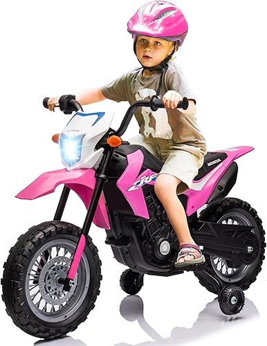 Miniatura 2 de Motocicleta eléctrica recargable con licencia Honda de 6 V para niños, ruedas de entrenamiento desmontables, sonidos del motor, regalo de cumpleaños