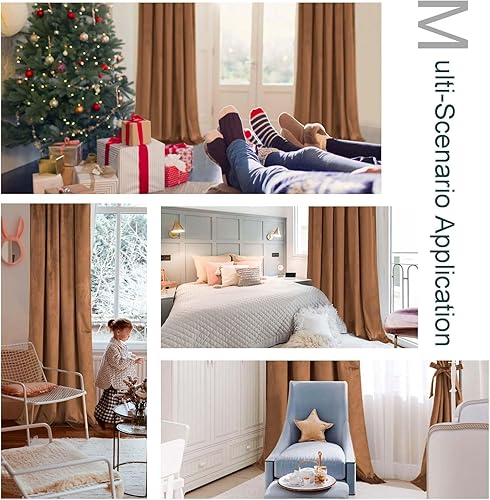 Miniatura 115 de Cortinas de terciopelo JIUZHEN, cortinas opacas suaves de terciopelo retro para dormitorio, cortinas elegantes con reducción de ruido y Rosa