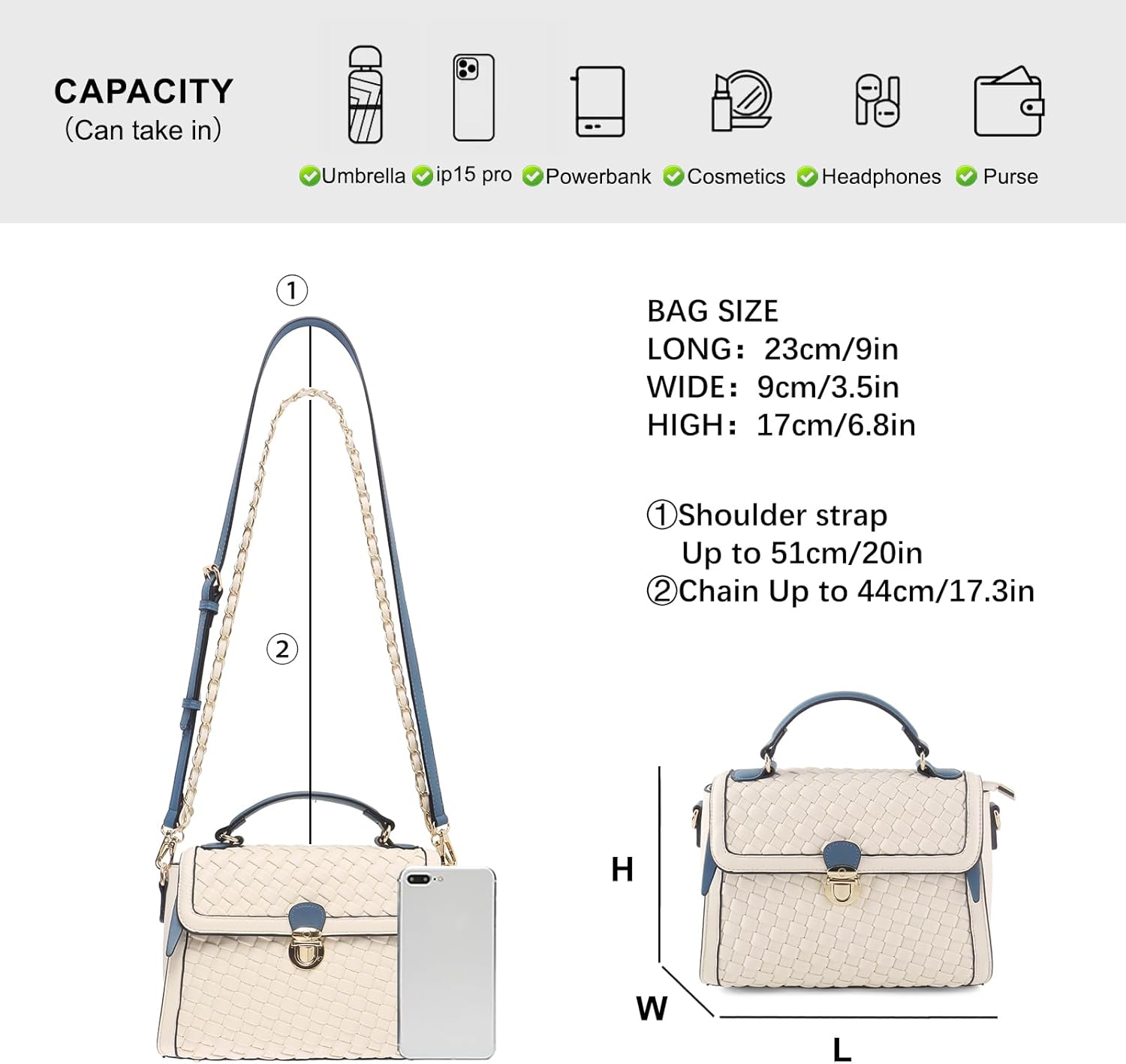 Woven Purses For Women Crossbody Bag Vegan Leather Hand Woven Handbag Shoulder Bag Top Handle Satchel Zip Cross Body Purse (Beige) - Image 4