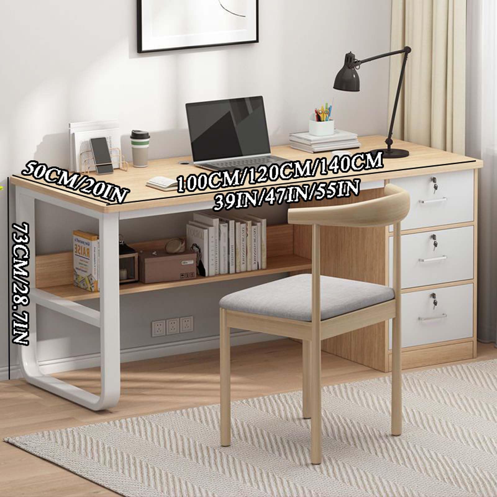 Moderna scrivania da gioco per PC con 3 cassetti, postazione di lavoro compatta per piccoli spazi, elegante scrivania in legno per casa e ufficio, facile da montare, perfetta per giochi e produttività