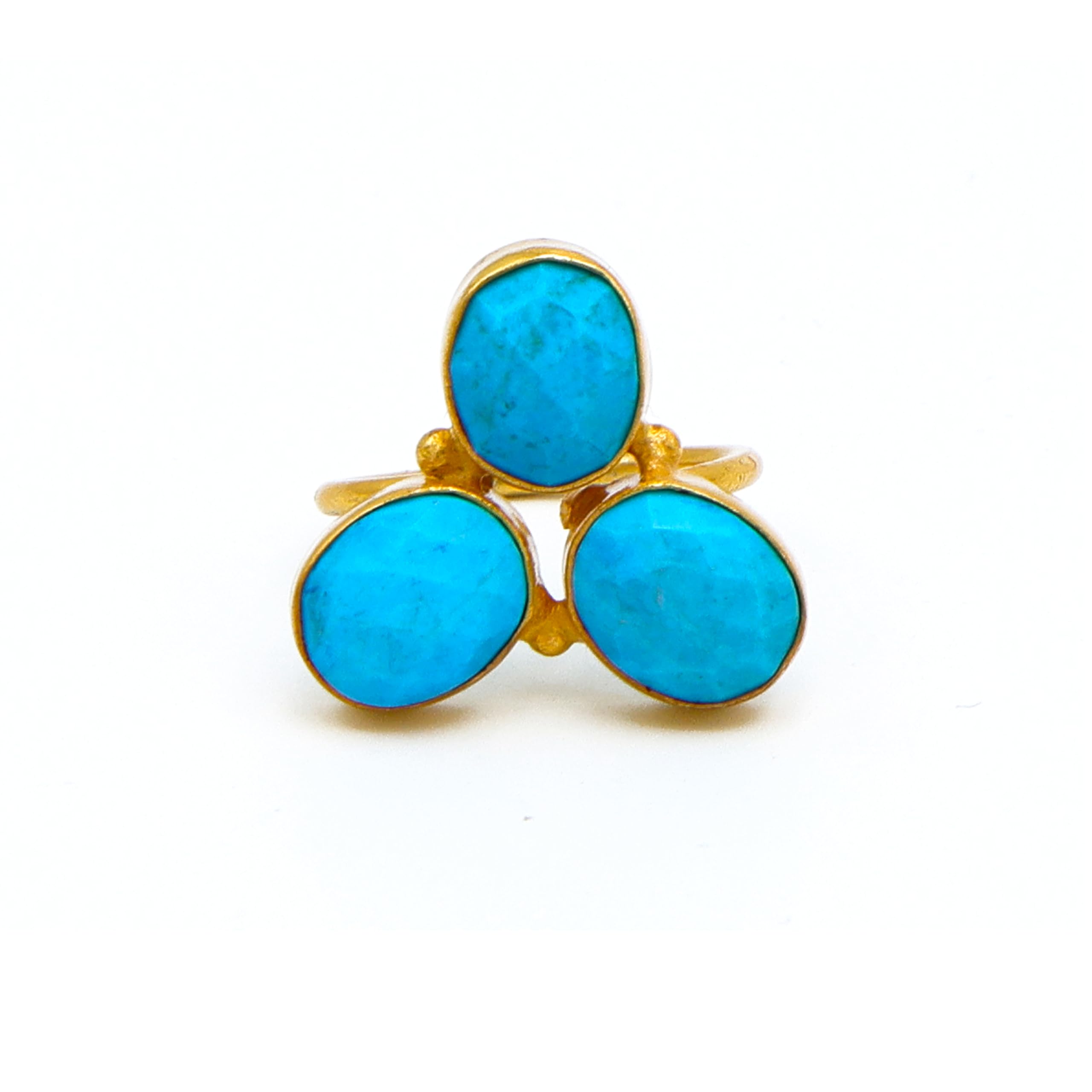 Turquoise Oval Ring | Gold Plated Women’s Adjustable Statement Ring-image-42