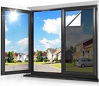 Vista 13 de rabbitgoo - Película de privacidad tipo vitral para ventana, opacidad total, adhesiva, bloqueo solar y de luz, control de calor, para oscurecer Negro