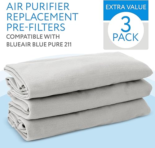 Miniatura 2 de IMPRESA Paquete de 3 prefiltros de repuesto 211  Compatible con filtro purificador de aire Blueair Blue Pure 211+  Tela gris roca lunar  Diseño