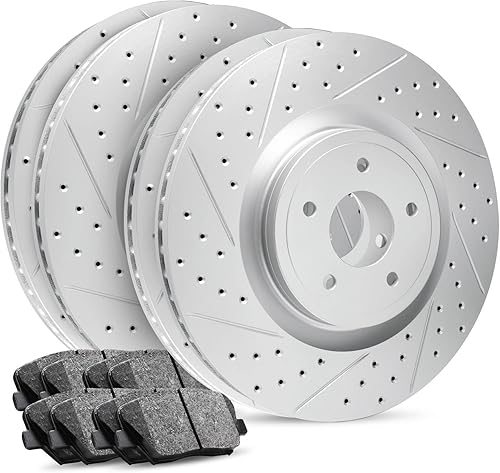 R1 Concepts Front and Rear Brake Kit For 2019-2022 Mazda CX-3| Drilled Slotted Brake Rotors| Ceramic Brake Pads and Rotors Kit