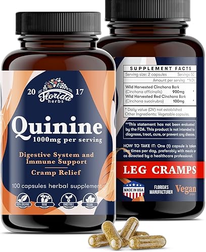 Miniatura 6 de Pastillas orgánicas para apoyar los calambres en las piernas, 1000 mg, tabletas de quinina para defensa de calambres, suplemento de hierba de