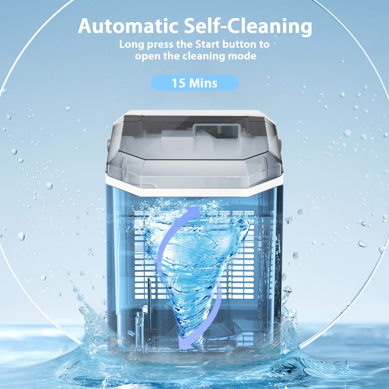 Antarctic Star Countertop Ice Maker Portable Ice Machine, Automatic-Cleaning Ice Makers, 34lbs/24h, Pebble Portable Ice Machine With Ice Scoop For Home Kitchen Bar Party White on Fridge.com - View 4