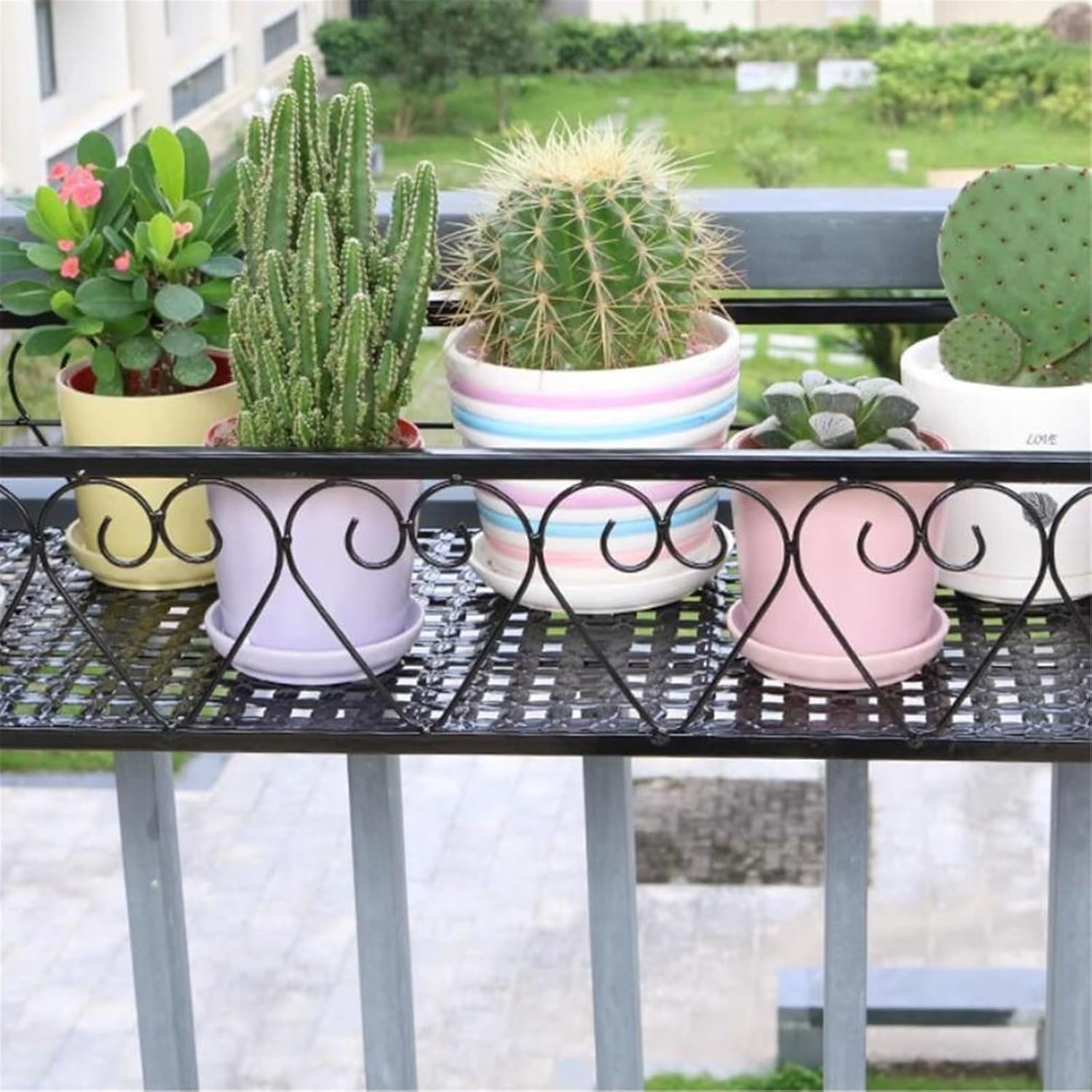 Plant-Racks Black/Brown/White Iron Flower Stand – Hanging Planter Shelf for Living Room Balcony Railing – Practical Display Stand for Flower Pots(Brown,25 * 60 * 12cm)