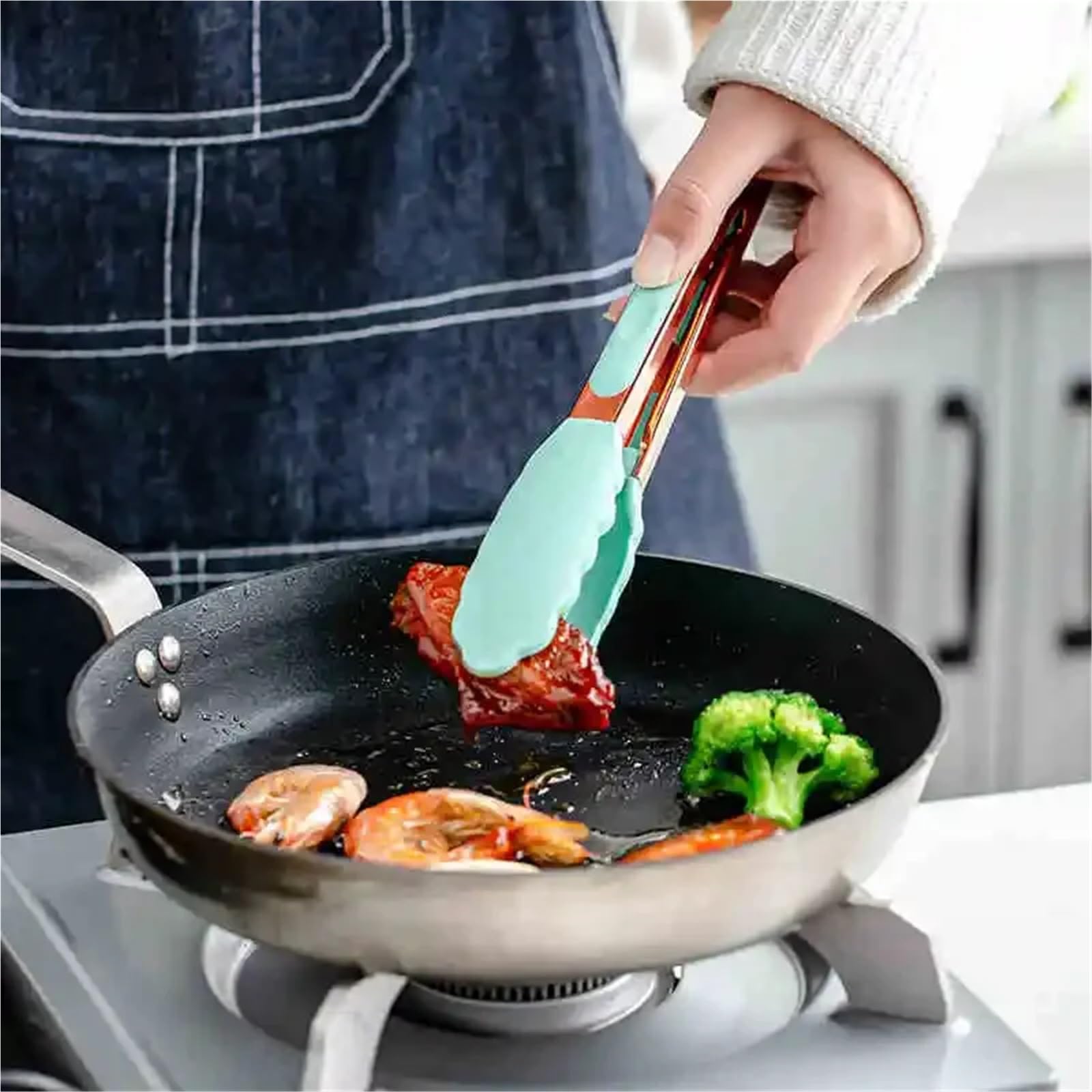 Küchenzangen-Set 3 Teile/satz 9 Zoll Silikon Clips Brot Grill Zange Steak Clip Lebensmittel Clips BBQ Kochen Backen Salat Küche Zubehör Für die Küche(Gold pink)