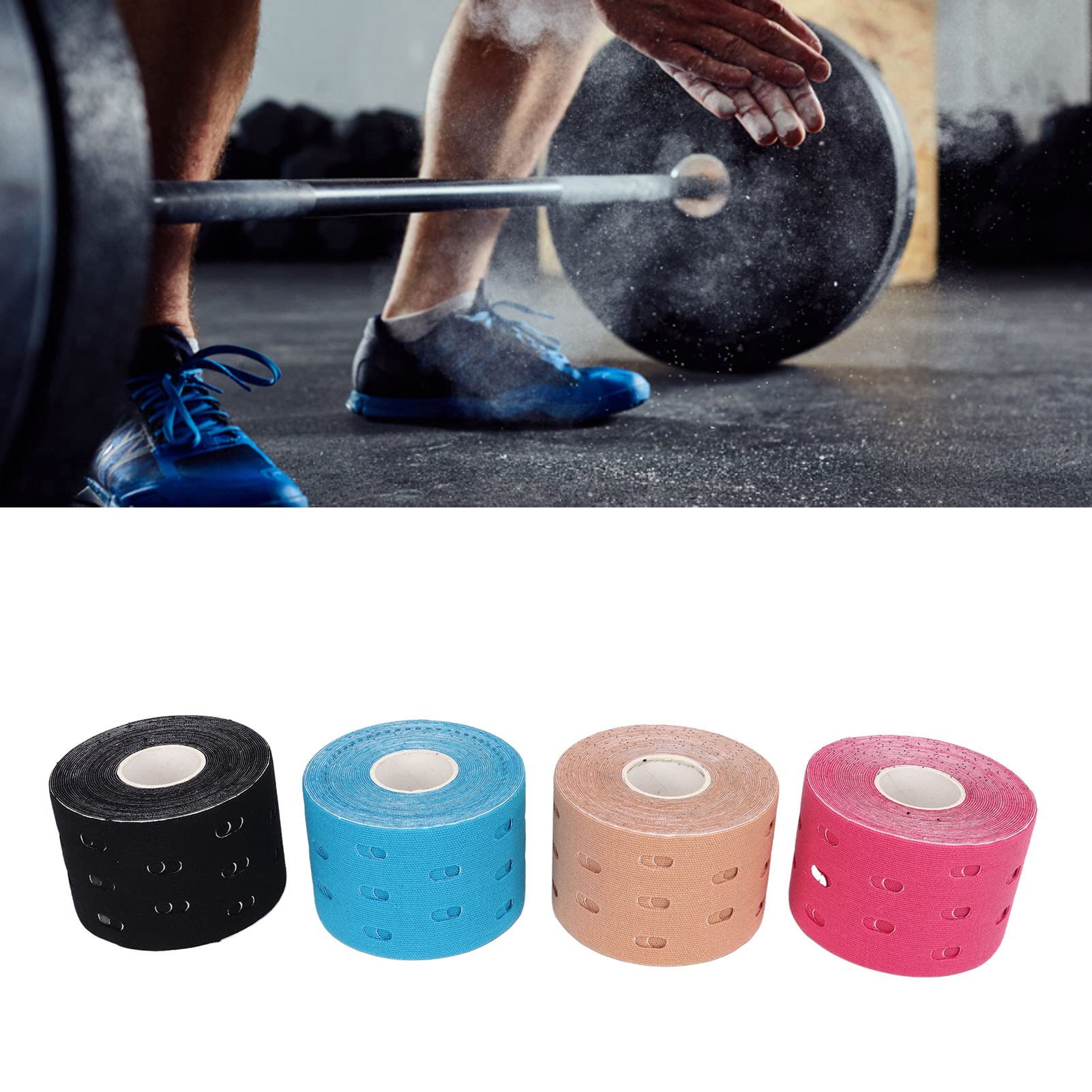 Nastro kinesiologico Nastro elastico per il corpo atletico per sport Fitness Spalla Gomito Polso Caviglia Confezione da 4 pezzi