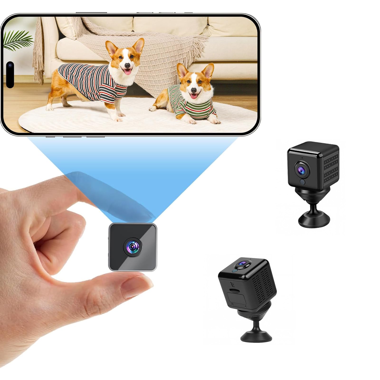 Mini macchina fotografica, visione notturna, rilevamento del movimento AI