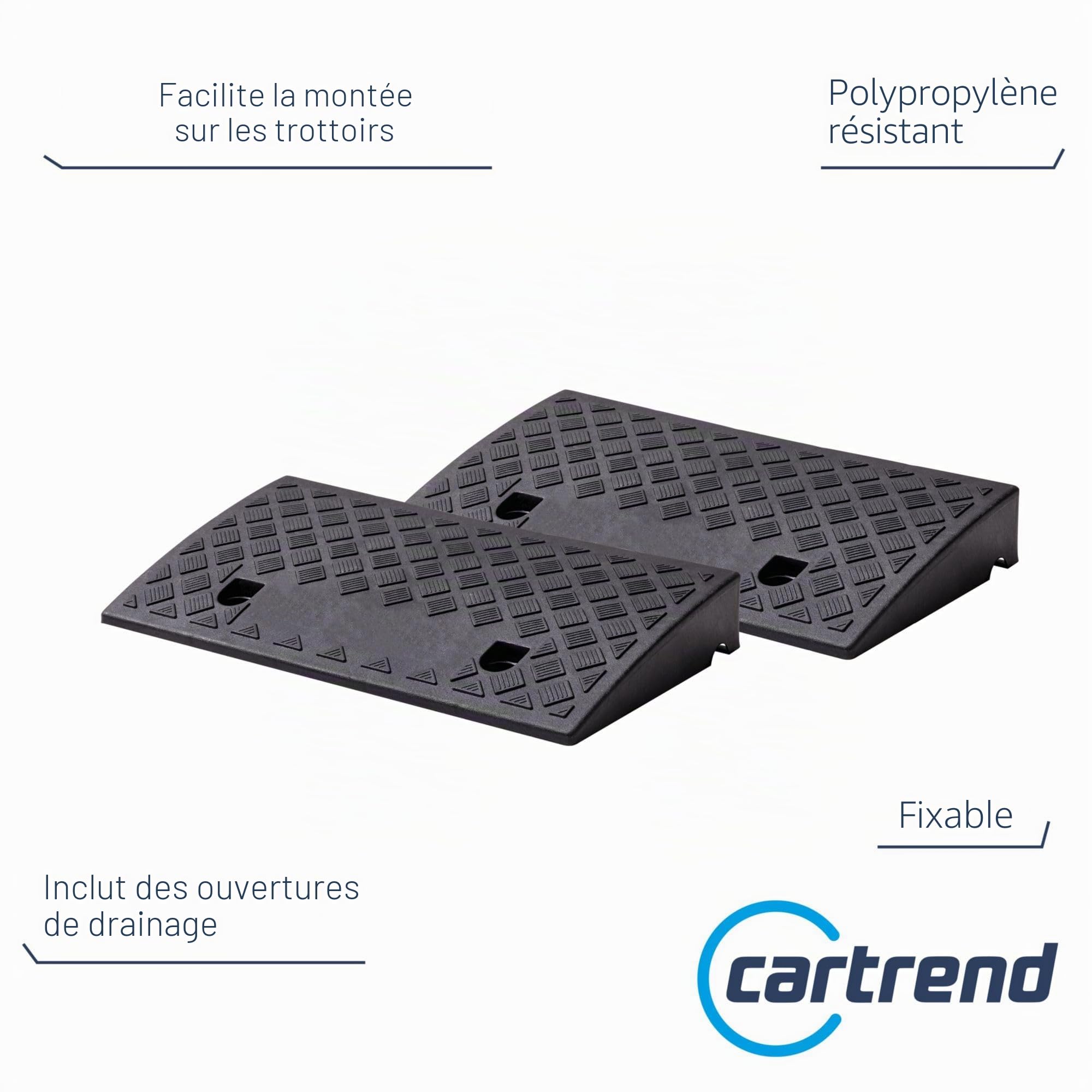 Cartrend 10646 Jeu de 2 Rampes en Plastique pour Voiture, Moto, Fauteuil Roulant, Marcheur, Noir