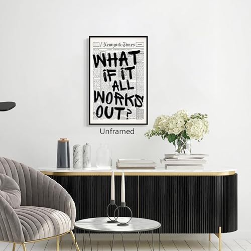 Miniatura 4 de What If It All Works Out - Lienzo decorativo para pared, póster estético de periódico en blanco y negro, decoración de pared de afirmaciones