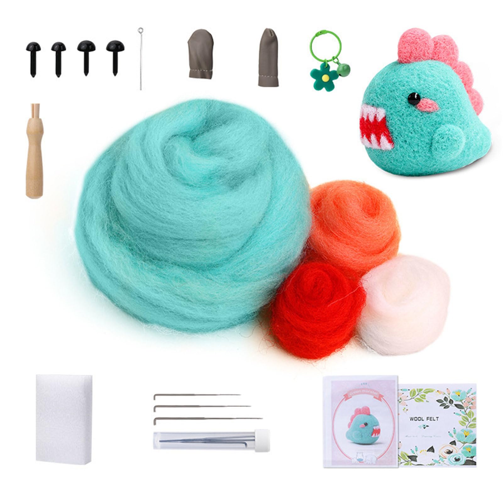 Tfaoys E Needl Felting Supply Beginner Needl Felting Tool With Instruction Wool Roving Wood Handl And Accessories Craft Supplies