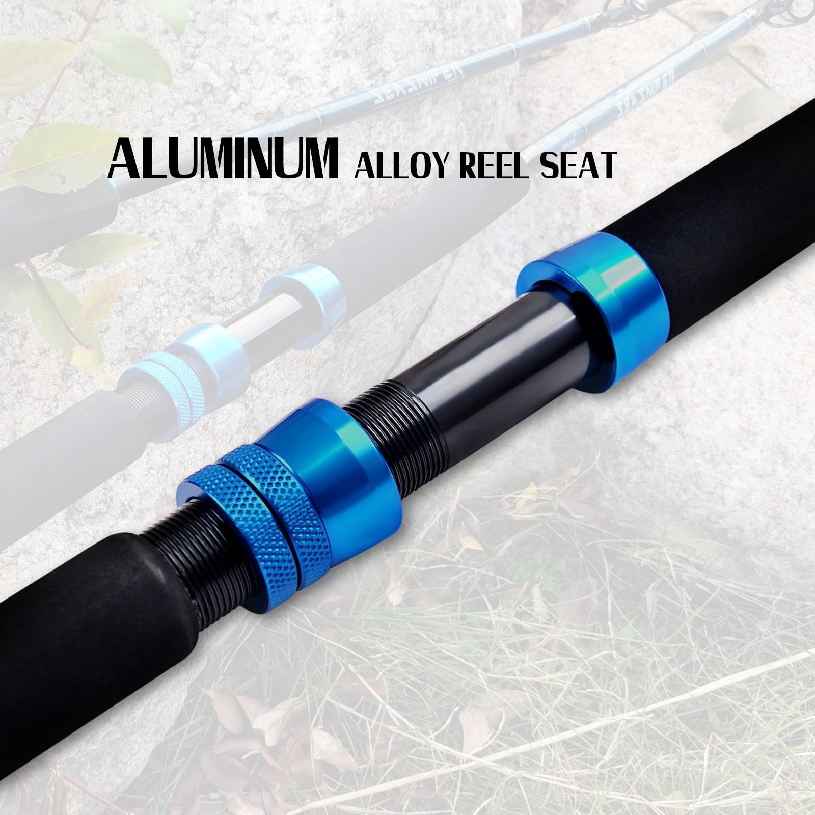 Fiblink 1-Piece/2-Piece Fishing Rod Saltwater Trolling Rod Cat Catfish Rod Conventional Boat Fishing Pole(15-30lb/30-50lb/40-80lb,6-Feet,Medium Heavy