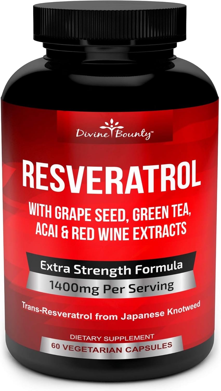 Resveratrol Supplement 1400mg Extra Strength Formula with Grape Seed