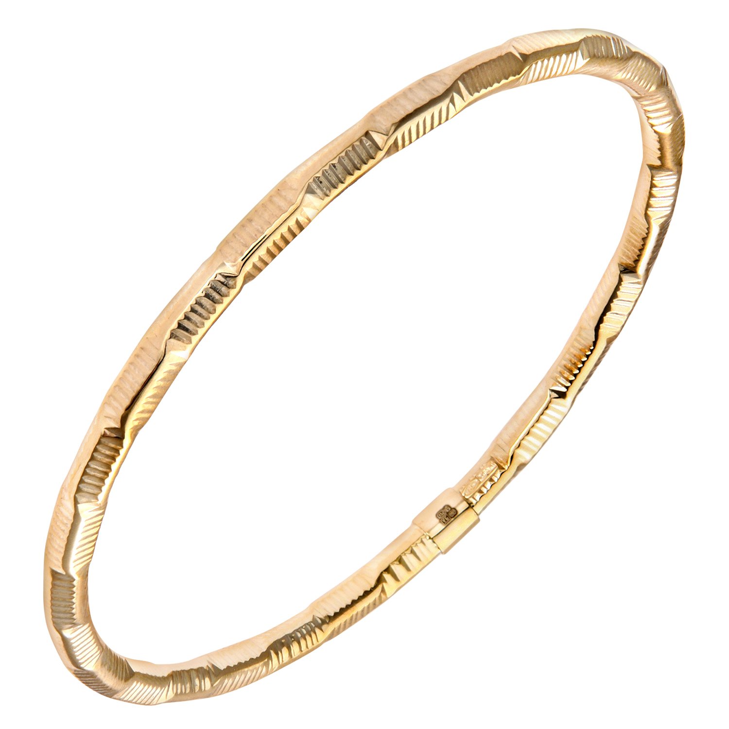 Citerna9 ct Yellow Gold, Diamond Cut, Textured Twist Bangle of 6.7 cm Diameter