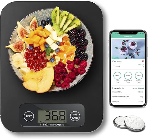 URAMAZ Báscula inteligente de alimentos para pérdida de peso, básculas de alimentos de cocina, peso digital gramos y onzas con calculadora