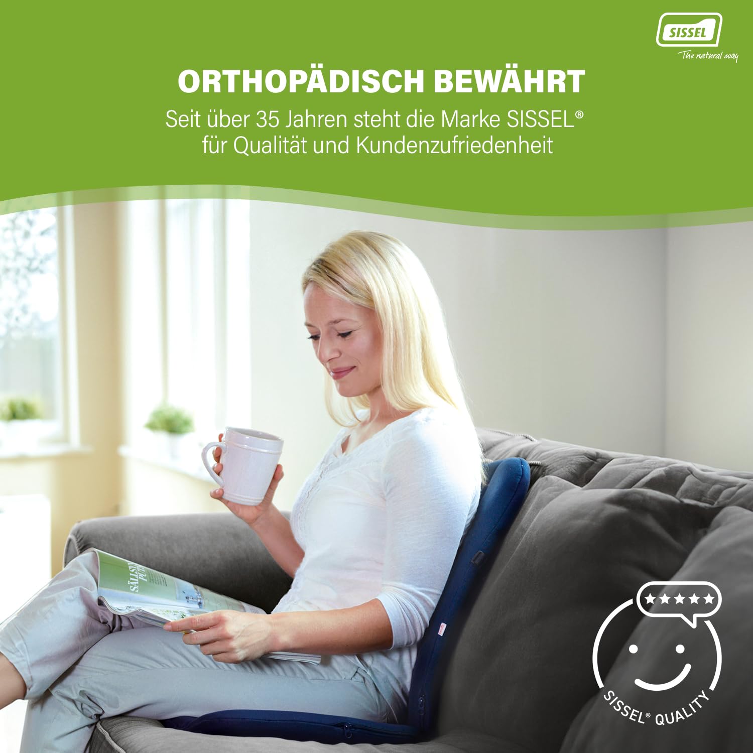 SISSEL DorsaBack Rückenkissen | Ergonomische Rückenstütze für gesundes Sitzen | Lendenkissen & Lendenwirbelkissen für Büro & Zuhause | Sitzkissen Auto mit Verstellbarer Neigung & hohem Komfort