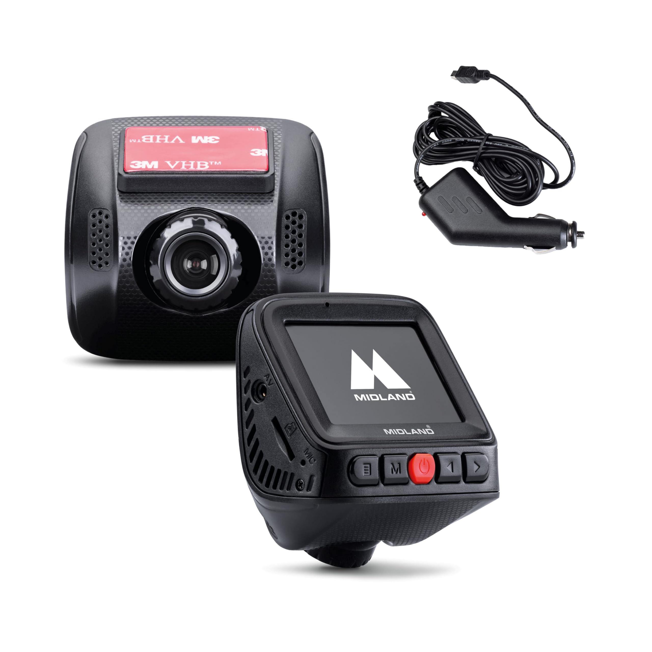 Midland - Dashcam Voiture sans Fil Avant Arriere Street Guardian One, Dash Cam avec Activation Automatique, Caméra Embarquée Accessoire Voiture Facile à Installer, Accessoires pour Sécurité Routière