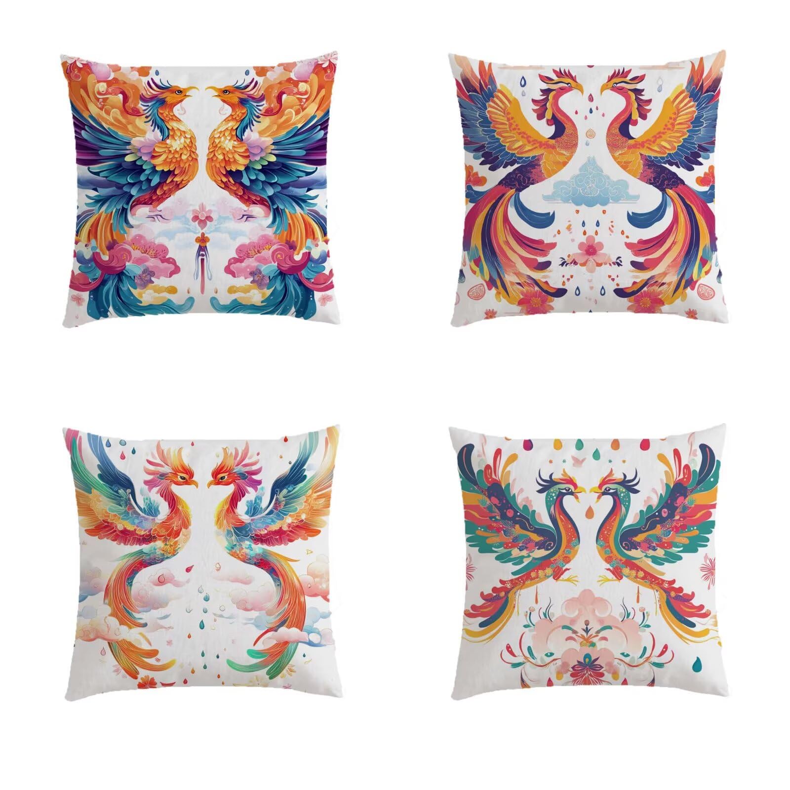 Housse de coussin aspect lin de qualite superieure motif oiseau