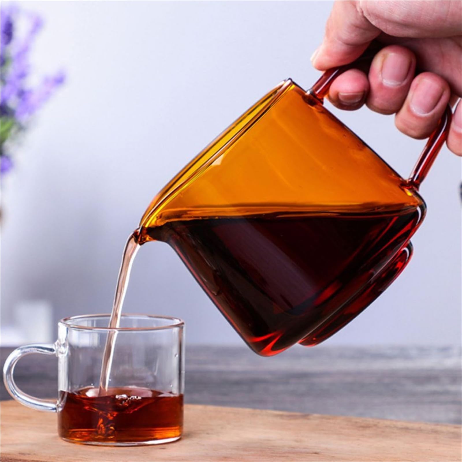 Jarra Para Espumar Leche 2 uds 300/550ml taza medidora transparente de Color con asa jarra de leche taza de crema de café taza de café o té Espumador de leche jarra de Latte(Orange,7.5*6.5*8cm)