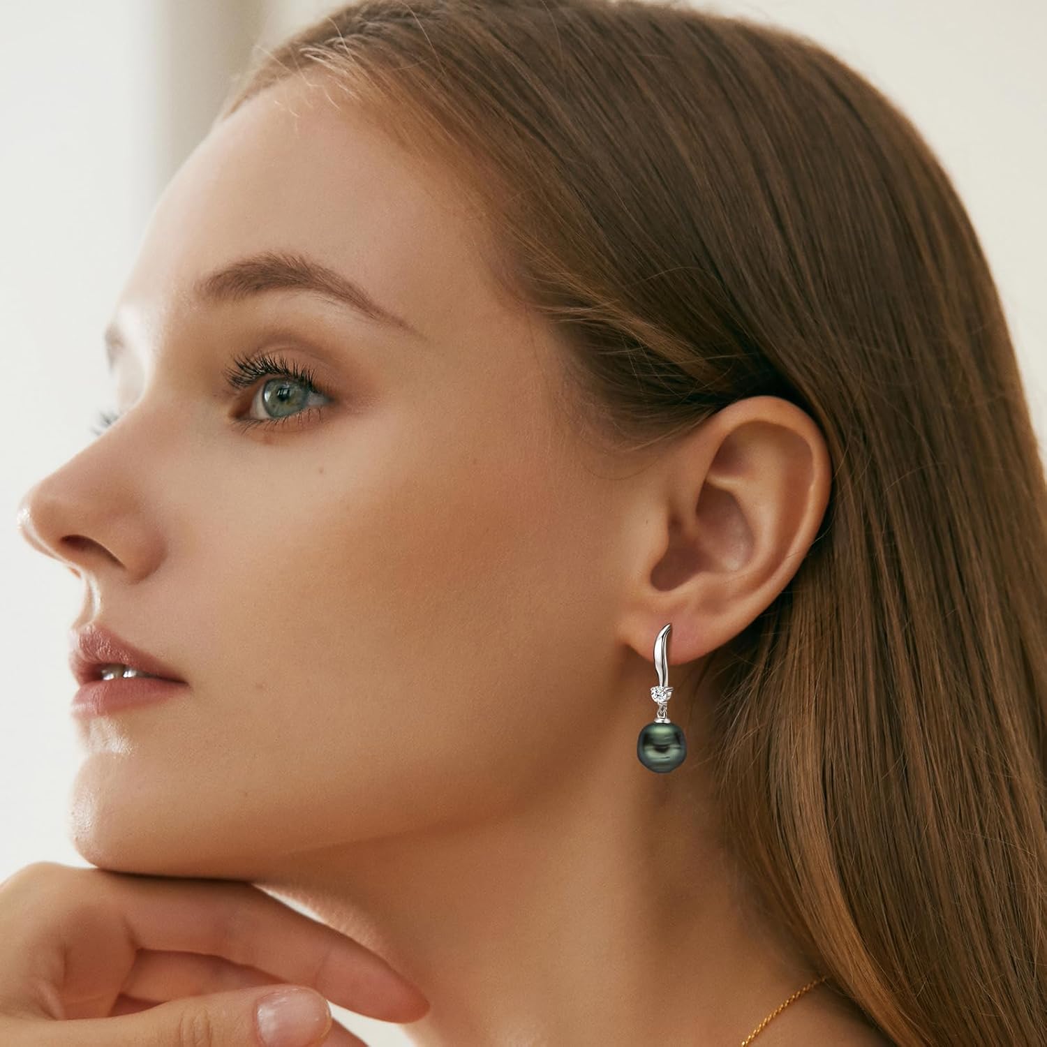 Black Pearl Earrings for Women, 925 Sterling Silver Tahitian Cultured 8-9mm Baroque Pearl Drop Dangle Earrings Jewelry Gifts for Her - Image 6