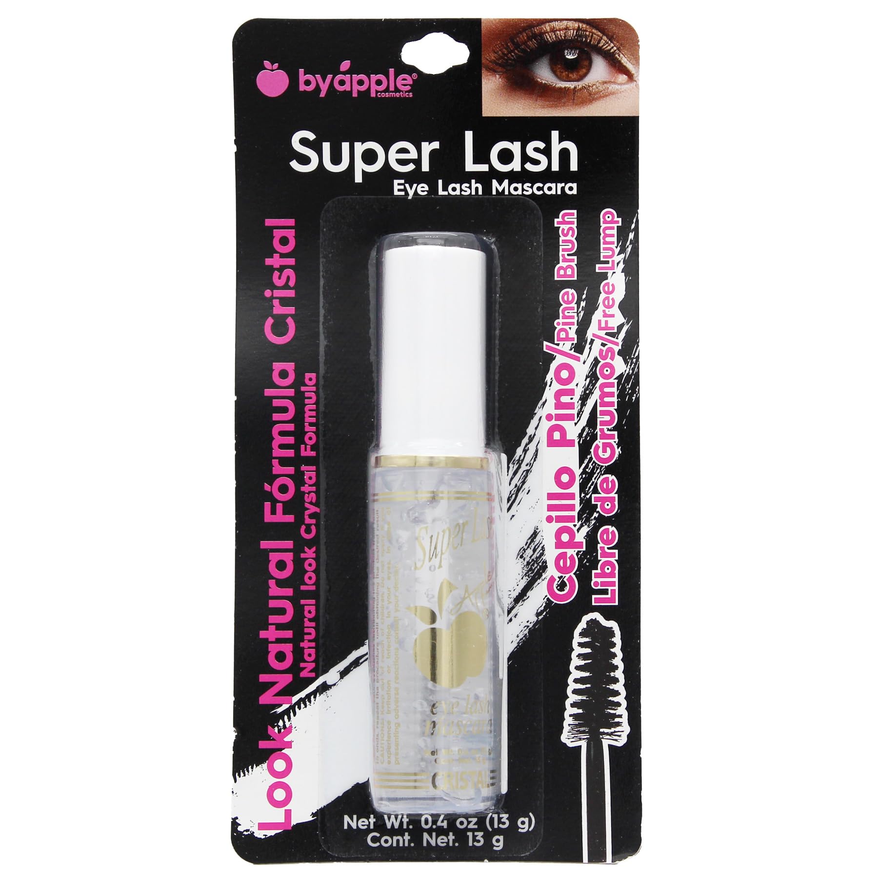 BY APPLE Super Lash Natural Look Mascara, Crystal Clear, Volumizing and Lengthening Formula with Classic Brush, 0.4 Fl Oz 1