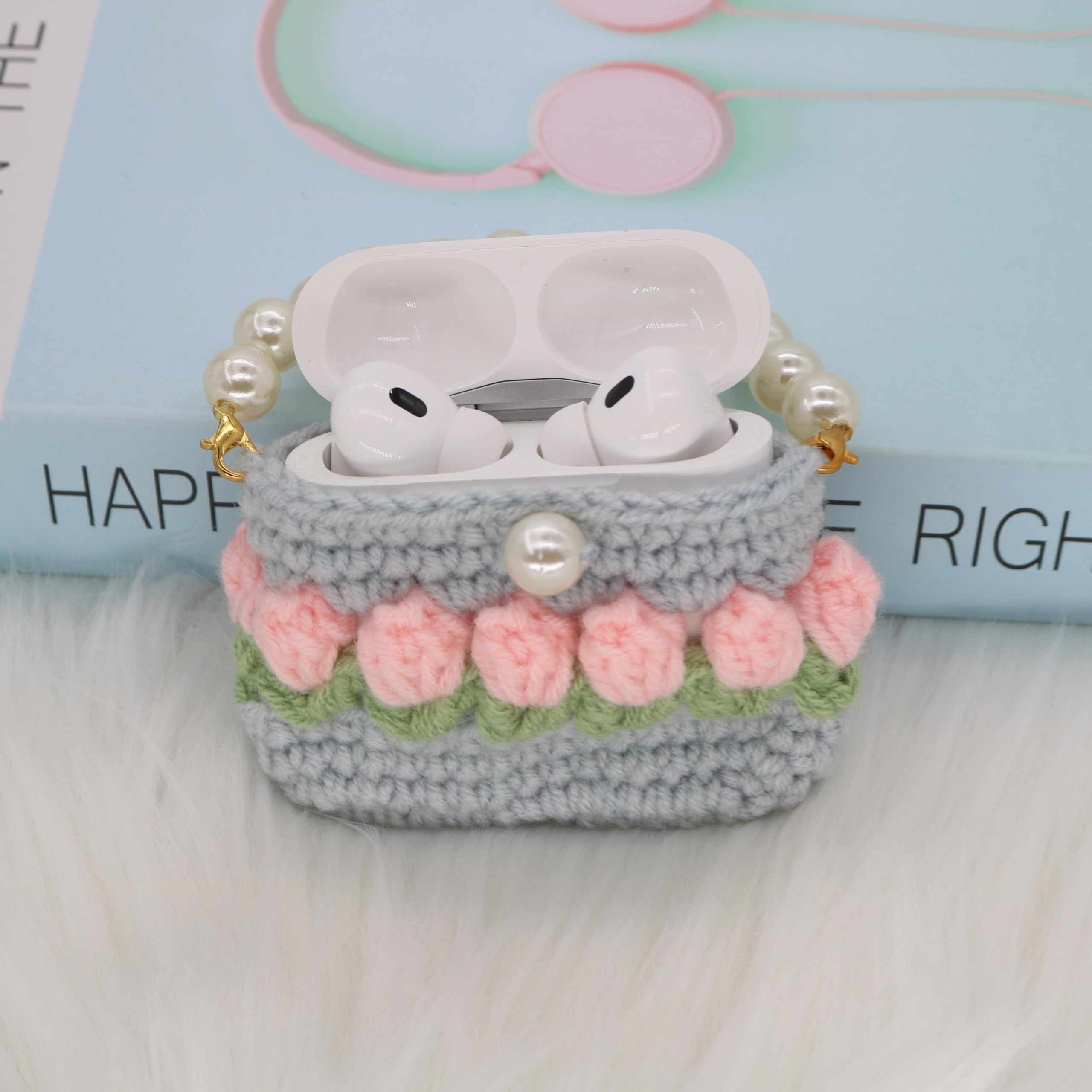 Amazon.com: Pearl Strap Crochet Tulip Chain Headphone Case