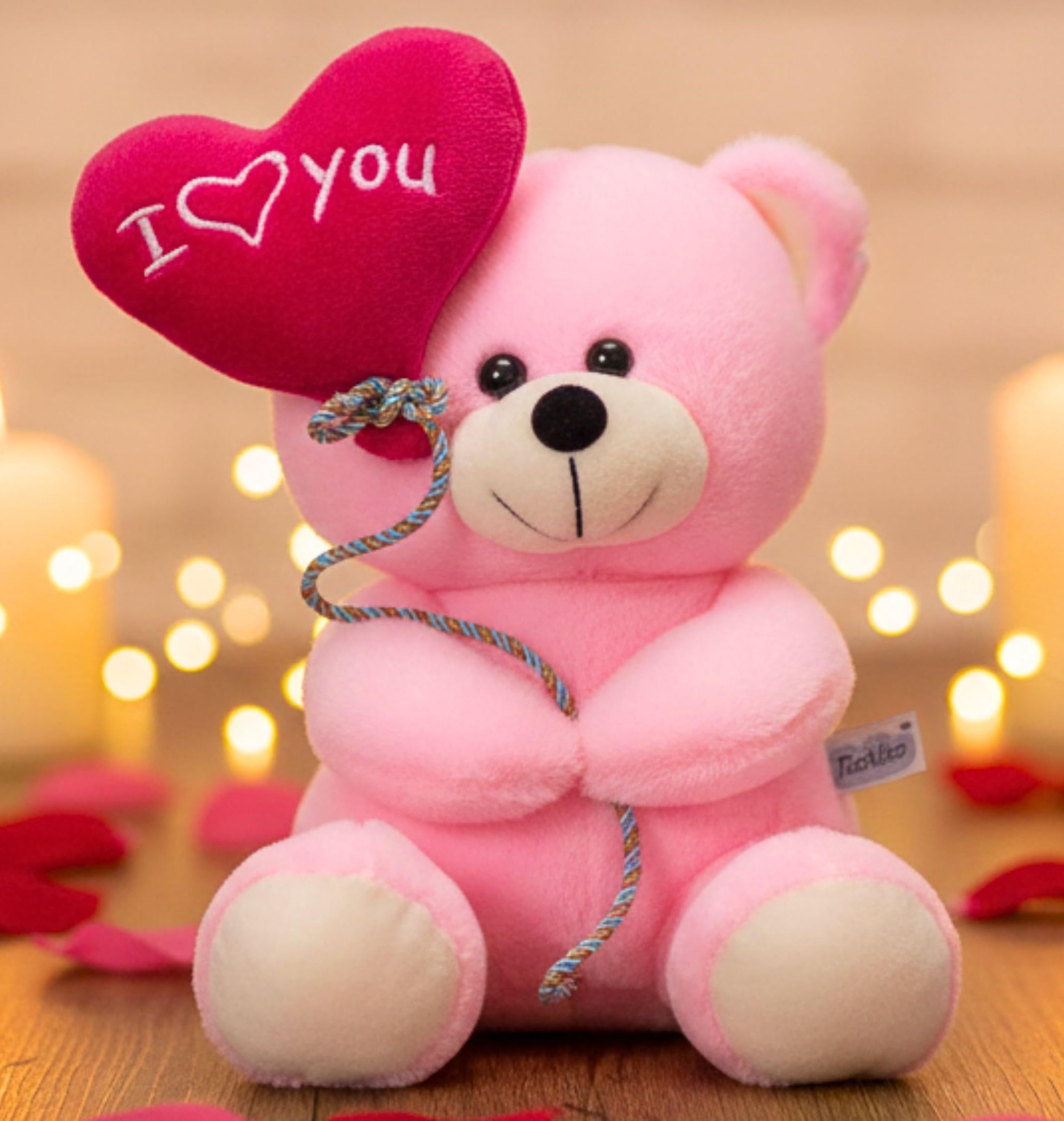 I Love You Balloon Heart Soft Stuffed Plush Teddy Toy for Kids Girlfriend Boyfriend Valentines Day Birthday Gift (Size:18 cm; Color: Pink)