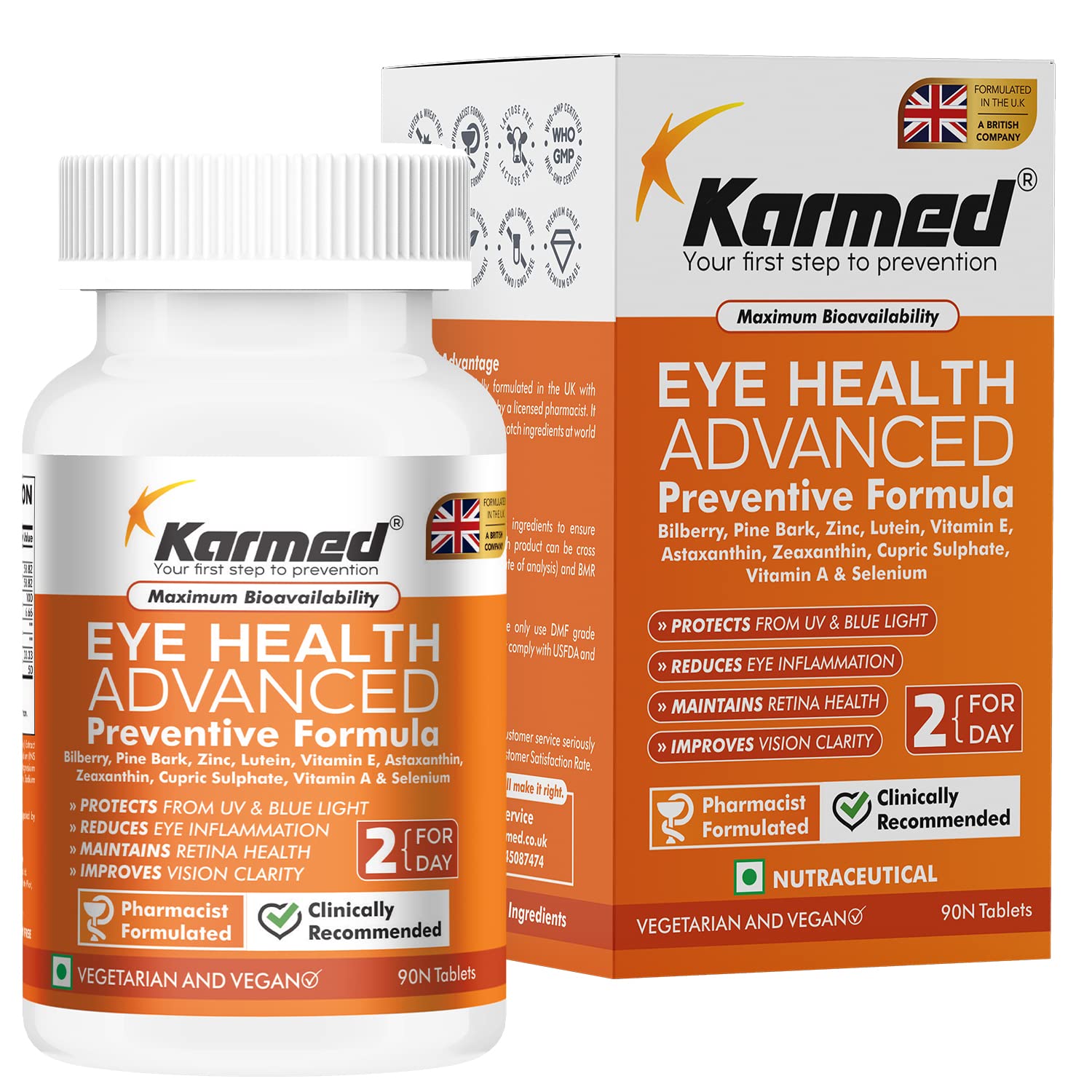 Buy Eye Advanced (Bilberry, Pine Bark, Zinc, Lutein, E, Astaxanthin