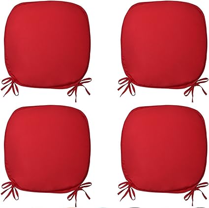 Comfy Nights Padded Chair Seat Pads Cushion Simply Plain D Shaped Tie On Seat Pad Garden Patio Kitchen Dining 38cmx38cm Set Of 4 Red Amazon Co Uk Home Kitchen