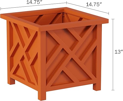 Miniatura 20 de Pure Garden - Maceta con diseño de celosía, maceta decorativa cuadrada de 14.75 pulgadas para flores o plantas al aire libre, porche delantero