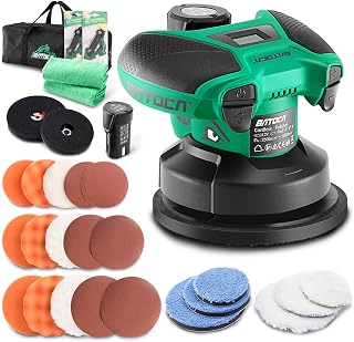 BATOCA S1 - Hand Buffer for Car Detailing - 100/125/150mm Cordless Polisher 6-Speed LCD Screen with 2pcs 12V 2.0Ah Lithium-Ion Batteries for Car Polishing, Home Using, Polishing Scratch Removal