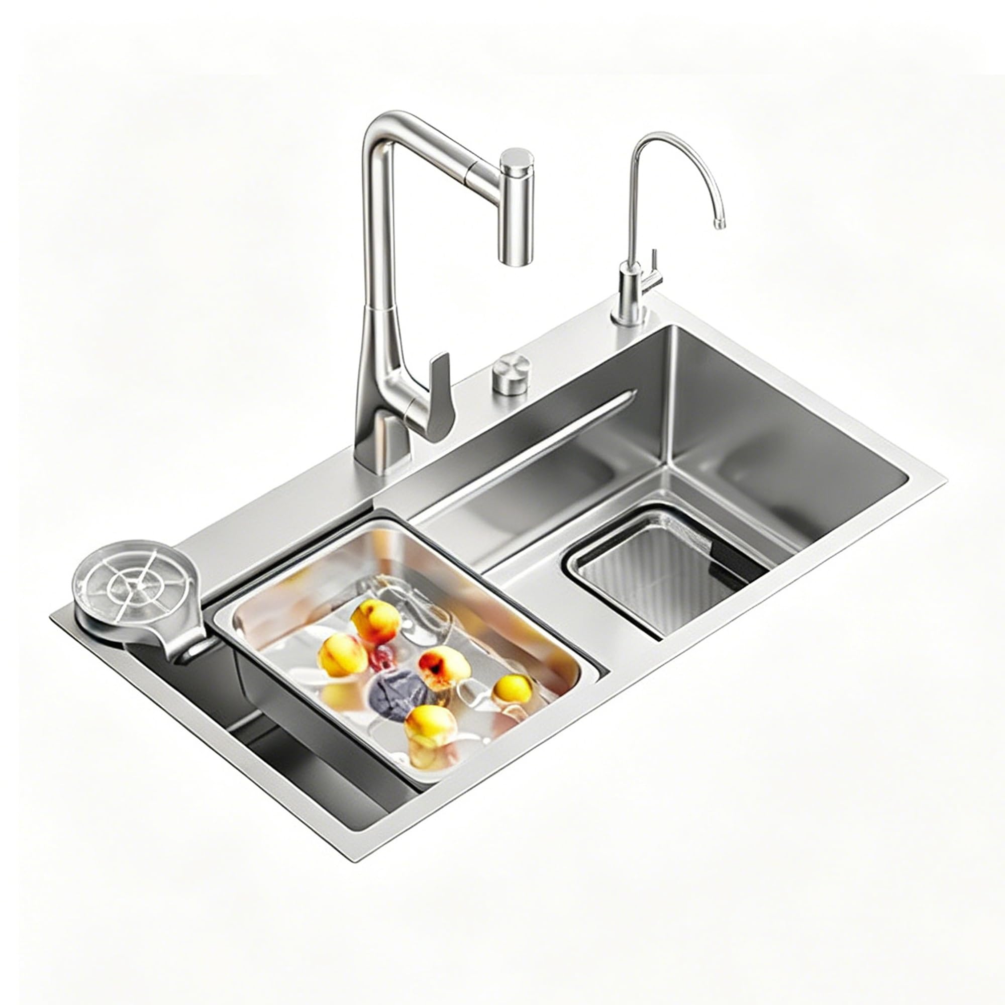SC Stainless Steel Kitchen Sink with Drain Control Button, Suitable for Residential and Commercial Use(680mm)