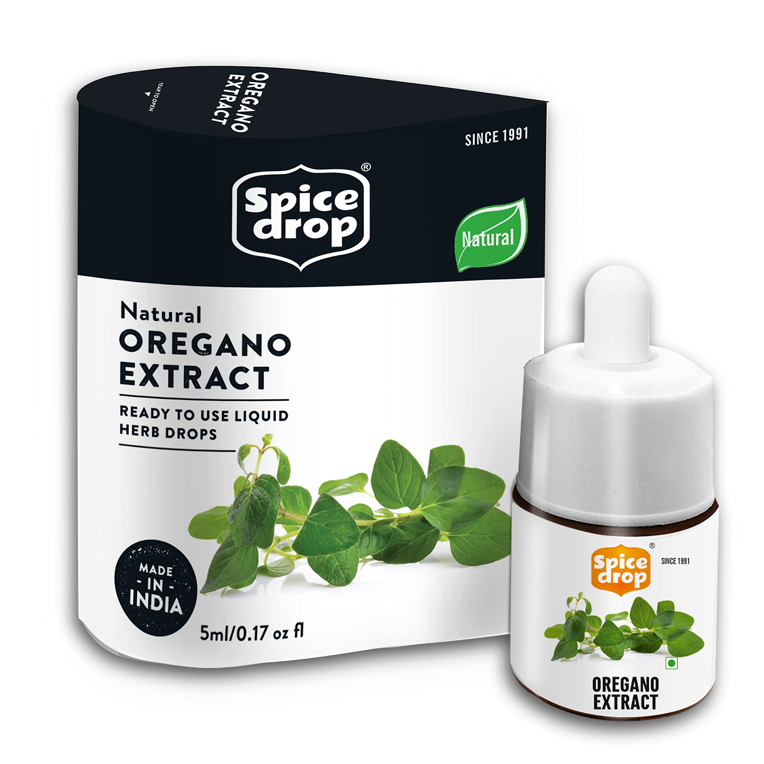 Spice Drop Oregano Extract | 100% Natural | For Soups, Pasta, Pizza, Spaghetti, Gourmet | 0.17oz (180 drops) | Herb Extract | Authentic Flavor | Vegan | Keto & Paleo Friendly | Non-GMO | Drop And Stir